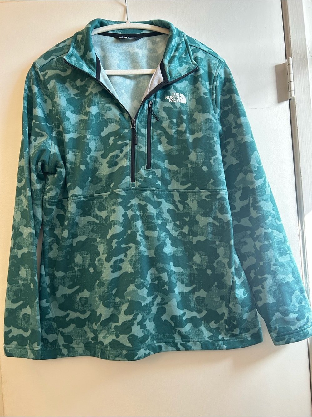 The North Face Teal Camo Half-Zip Fleece Pullover